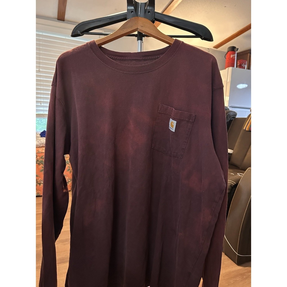 Carhartt T-shirt Men's 2XL Tall Maroon‎ Original Fit Long Sleeve Pullover